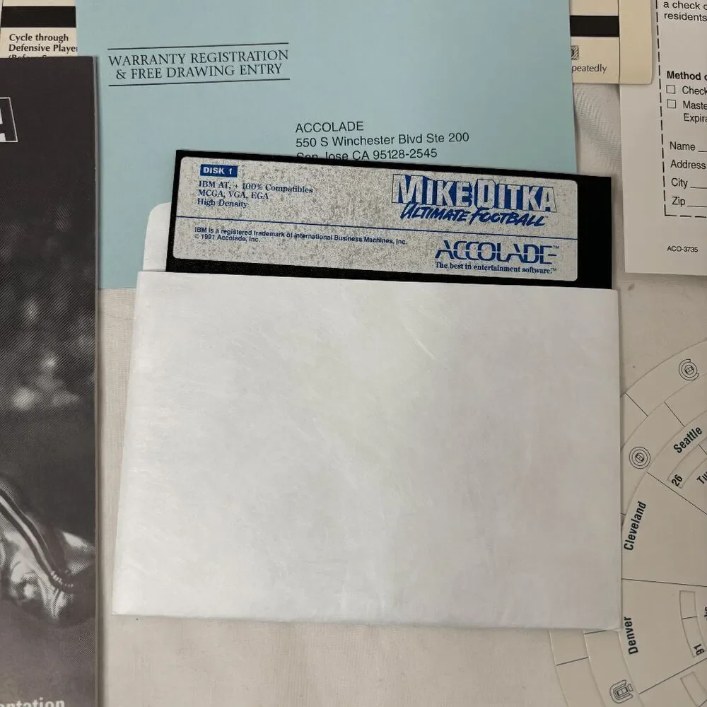 Mike Ditka Ultimate Football - Vintage IBM‎ AT PC Complete - 5 1/4